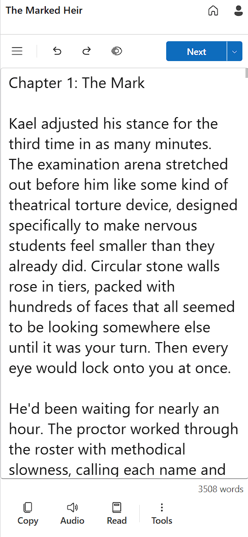 BooksWriter on mobile