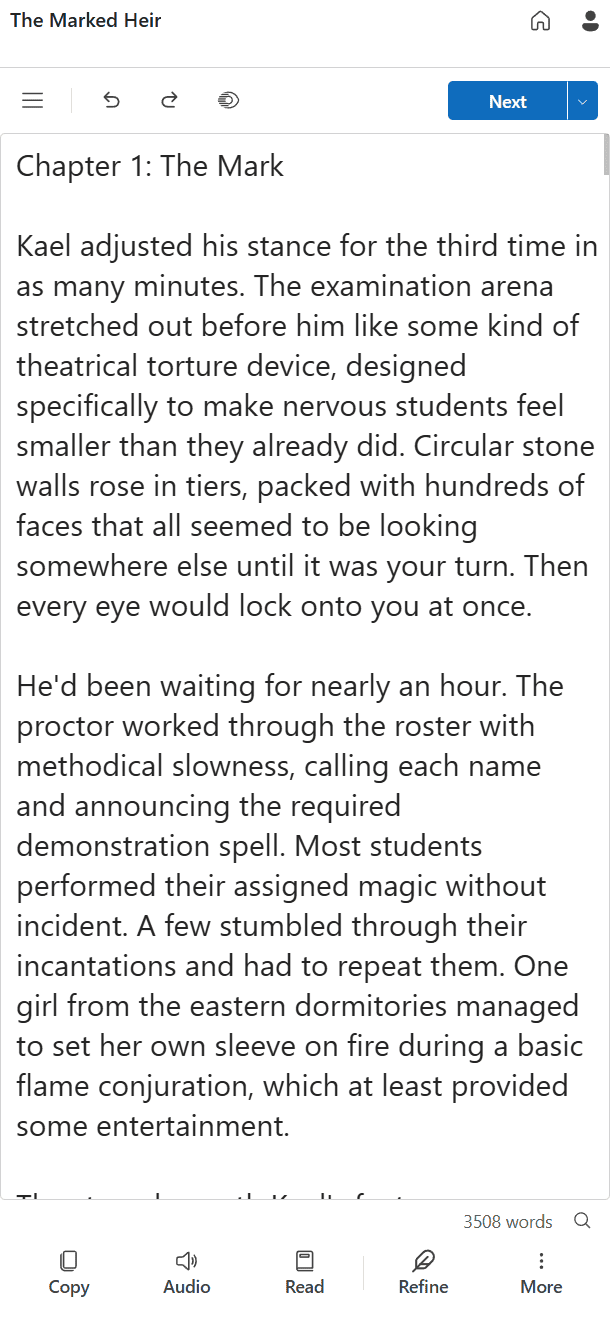 BooksWriter on mobile